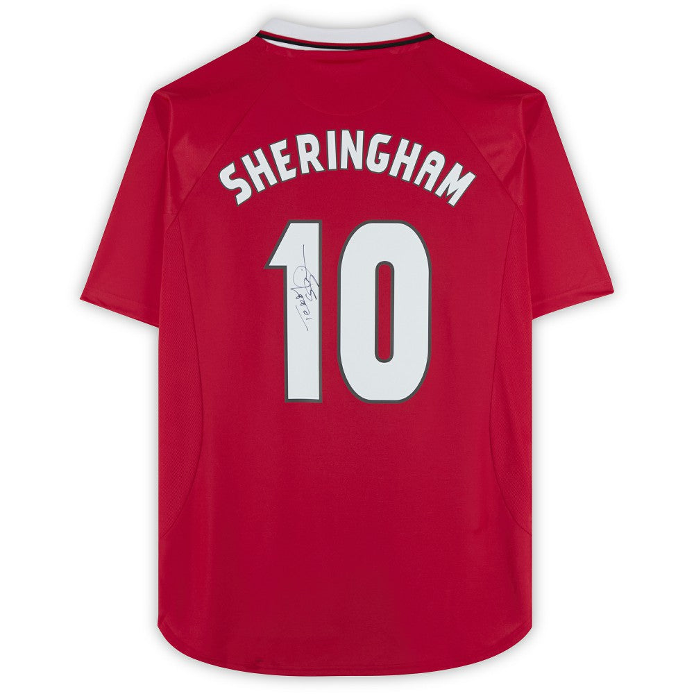 Adidas - Teddy Sheringham Manchester United Autographed 1999 Red UEFA Champions League Home Jersey - Icons