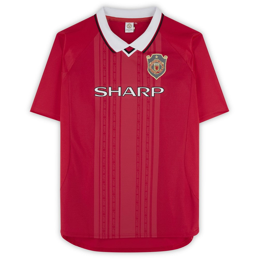 Adidas - Teddy Sheringham Manchester United Autographed 1999 Red UEFA Champions League Home Jersey - Icons