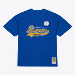 Milwaukee Brewers Mitchell & Ness Script Sweep Arch T-Shirt for sale