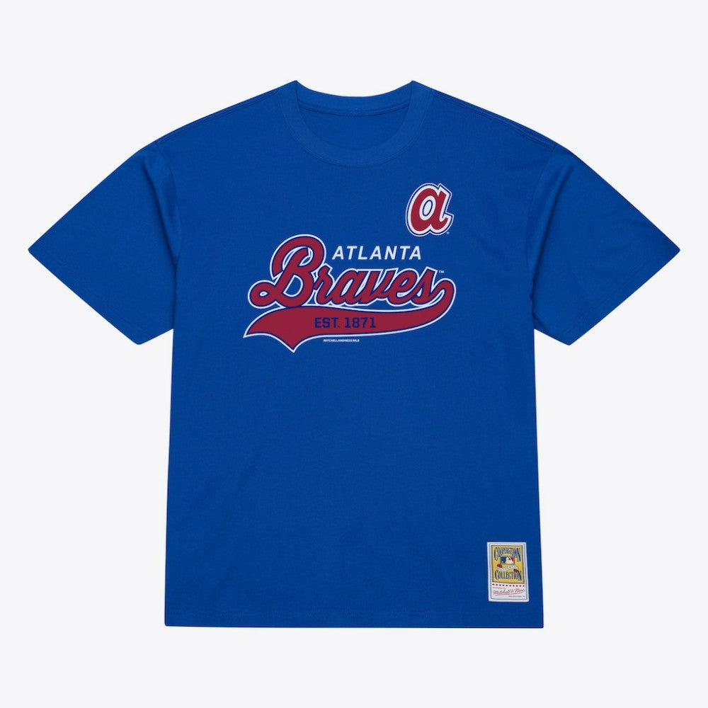 Atlanta Braves Mitchell & Ness Script Sweep Arch T-Shirt Sale