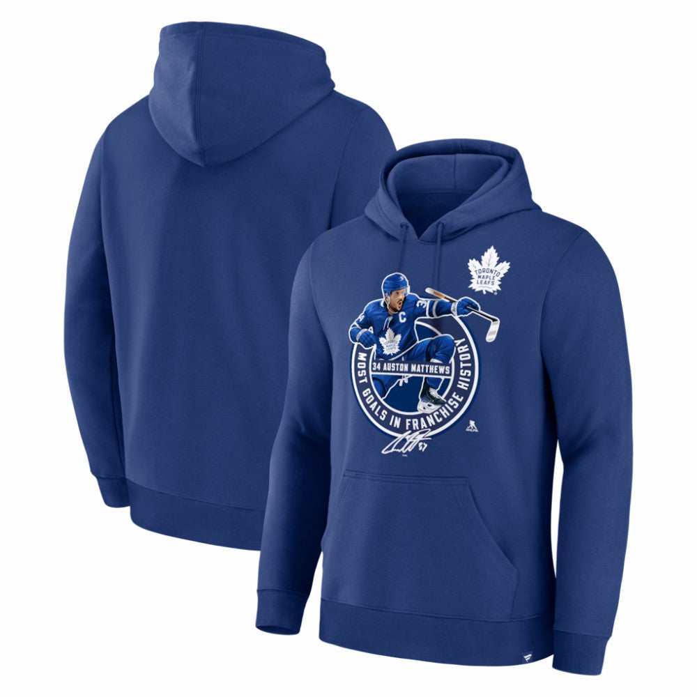 Auston Matthews Toronto Maple Leafs Most Goals in Franchise History Hoodie - Blue | NHL online