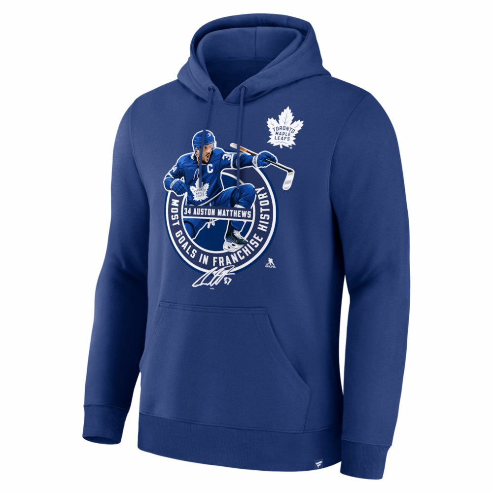 Auston Matthews Toronto Maple Leafs Most Goals in Franchise History Hoodie - Blue | NHL online