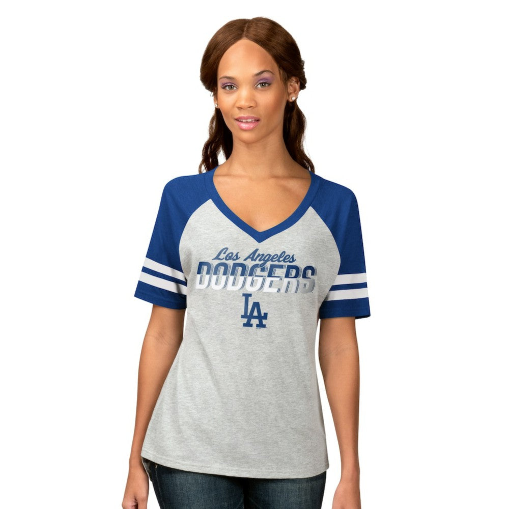Los Angeles Dodgers G-III 4Her by Carl Banks Women's Goal Line Raglan V-Neck T-Shirt Online