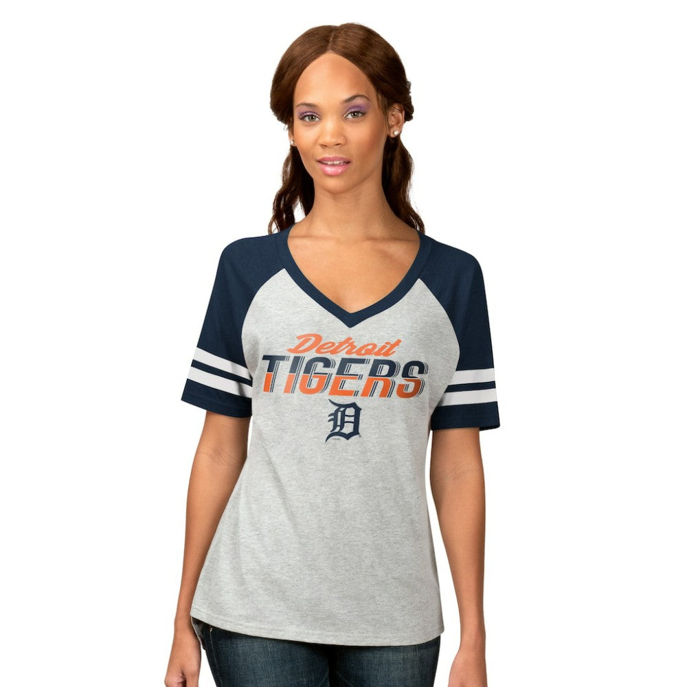 Detroit Tigers G-III 4Her by Carl Banks Women's Goal Line Raglan V-Neck T-Shirt for sale
