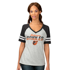 Baltimore Orioles G-III 4Her by Carl Banks Women's Goal Line Raglan V-Neck T-Shirt Outlet