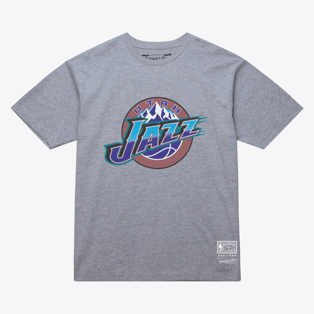 Mitchell & Ness Utah Jazz Unisex Hardwood Classics Arch T-Shirt Heather Gray