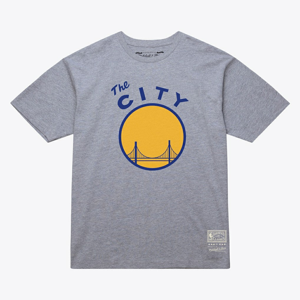 Mitchell & Ness Golden State Warriors Unisex Hardwood Classics Arch T-Shirt Heather Gray
