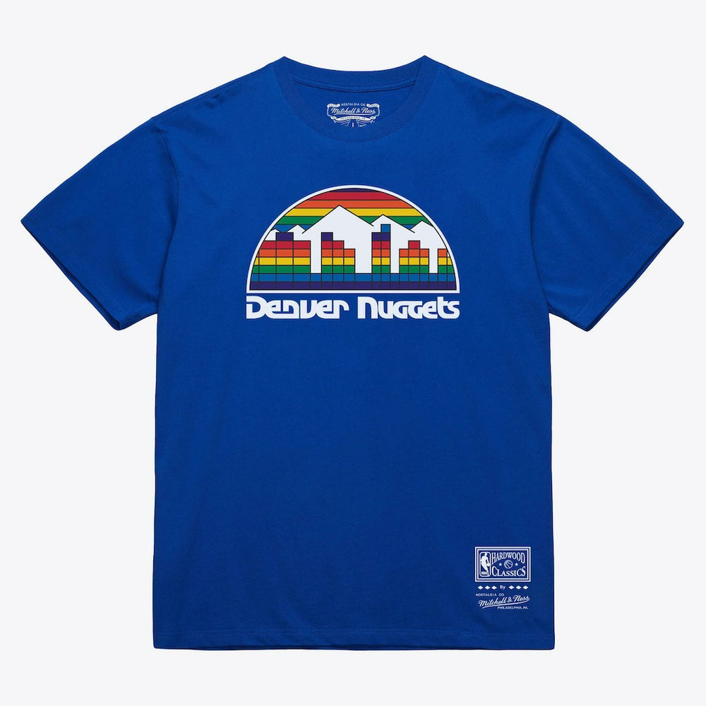 Mitchell & Ness Denver Nuggets Unisex Hardwood Classics Basic Logo Arch T-Shirt Royal