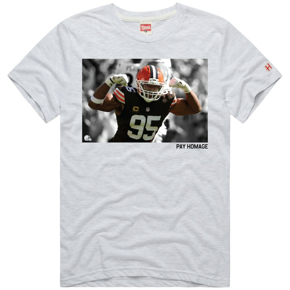 Myles Garrett Cleveland Browns Homage Unisex Player Graphic Tri-Blend T-Shirt - Ash - NFL