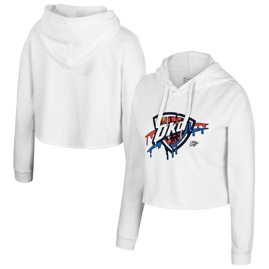 Oklahoma City Thunder Stadium Essentials Women's Ice Cream Cropped Hoodie White
