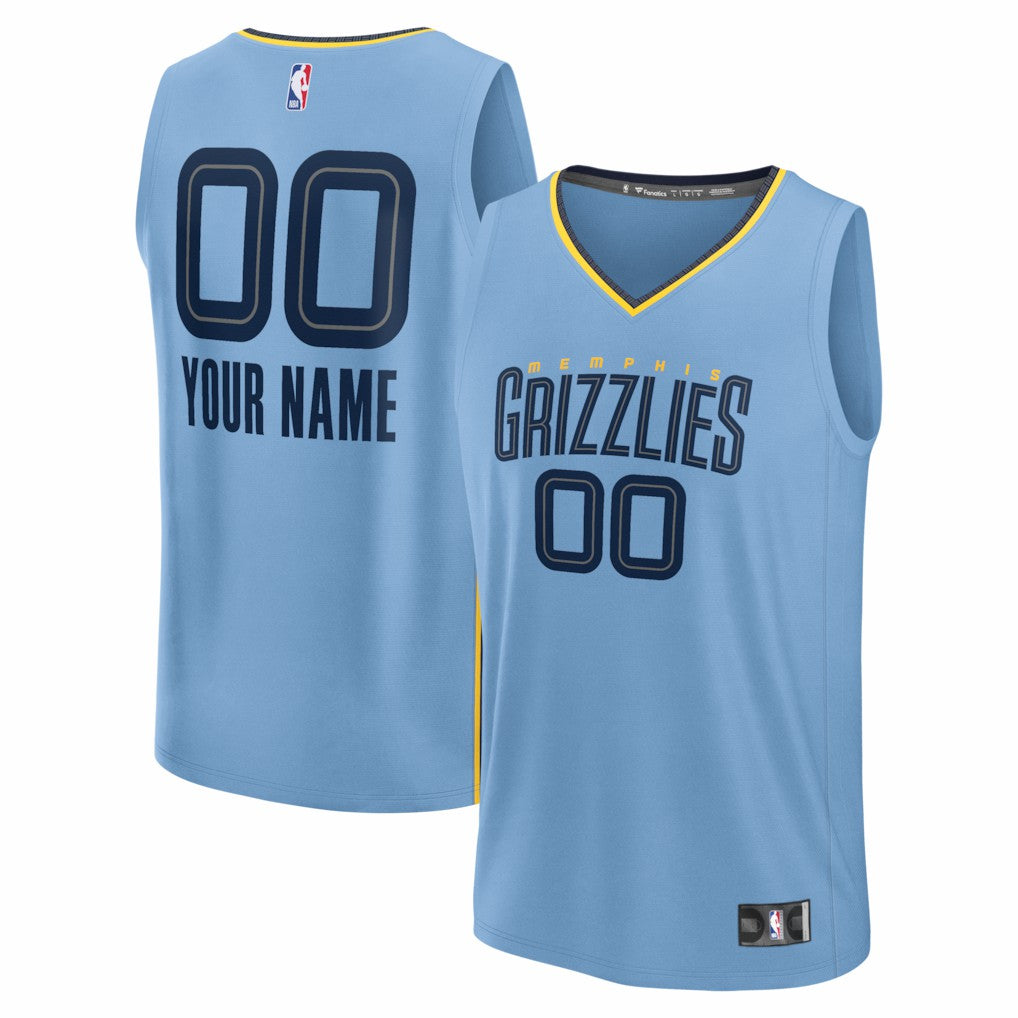 Fanatics Memphis Grizzlies Youth Fastbreak Custom Jersey Statement Edition Light Blue