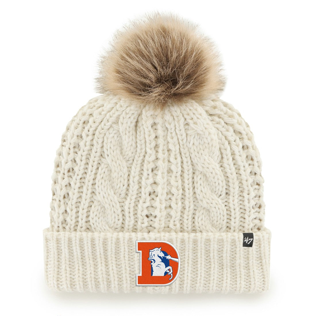 Denver Broncos '47 Women's Meeko Cuffed Knit Hat with Pom - White - 47 brand
