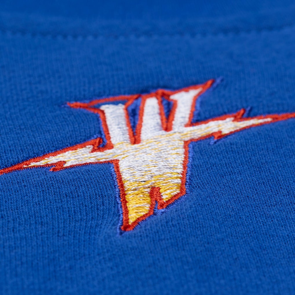 Mitchell & Ness Golden State Warriors Women's Hardwood Classics Script Lightweight Sweatshirt Royal