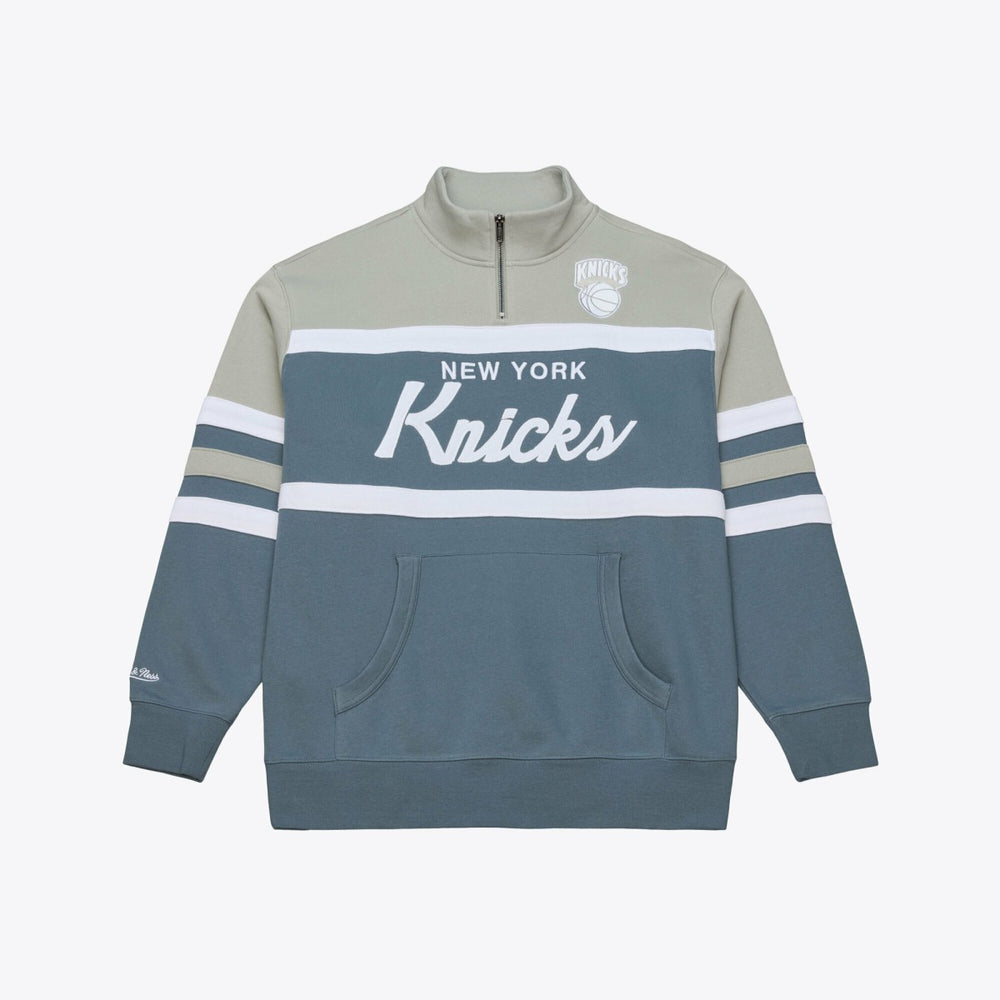 Mitchell & Ness New York Knicks Thunderstorm Head Coach Quarter-Zip Jacket Blue