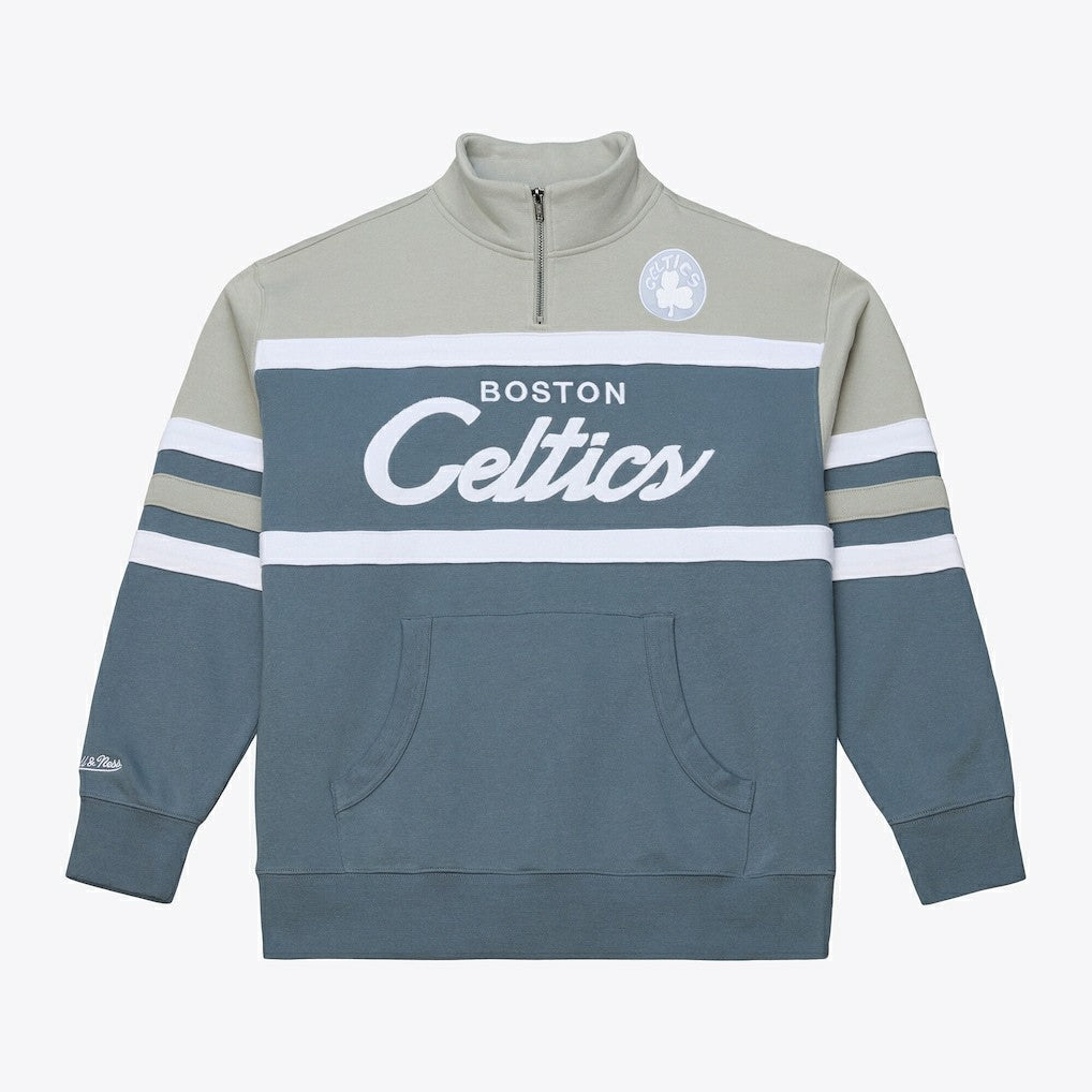 Mitchell & Ness Boston Celtics Thunderstorm Head Coach Quarter-Zip Jacket Blue