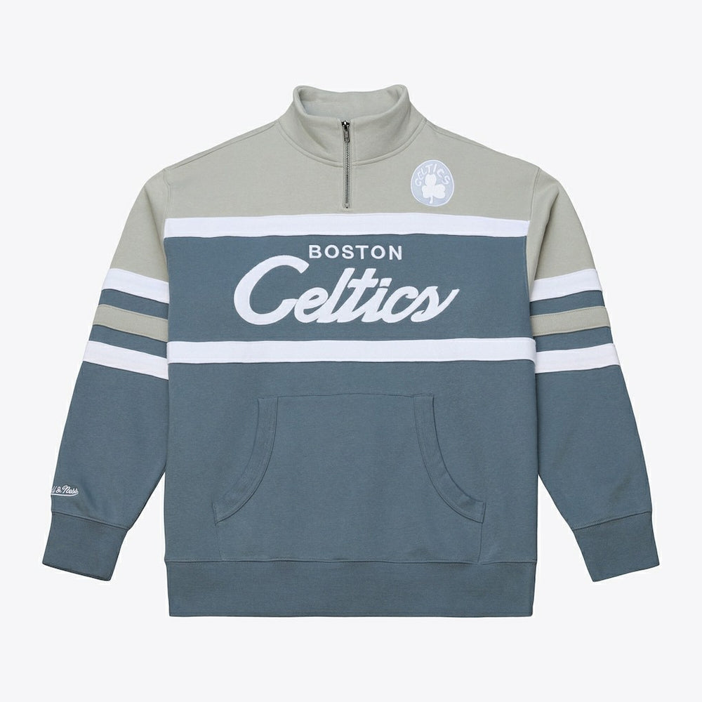 Mitchell & Ness Boston Celtics Thunderstorm Head Coach Quarter-Zip Jacket Blue