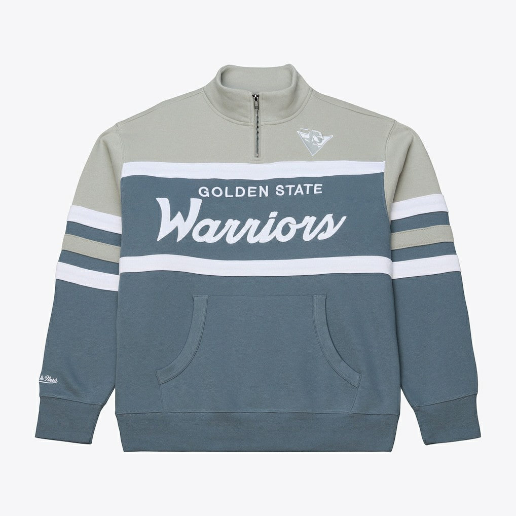 Mitchell & Ness Golden State Warriors Thunderstorm Head Coach Quarter-Zip Jacket Blue