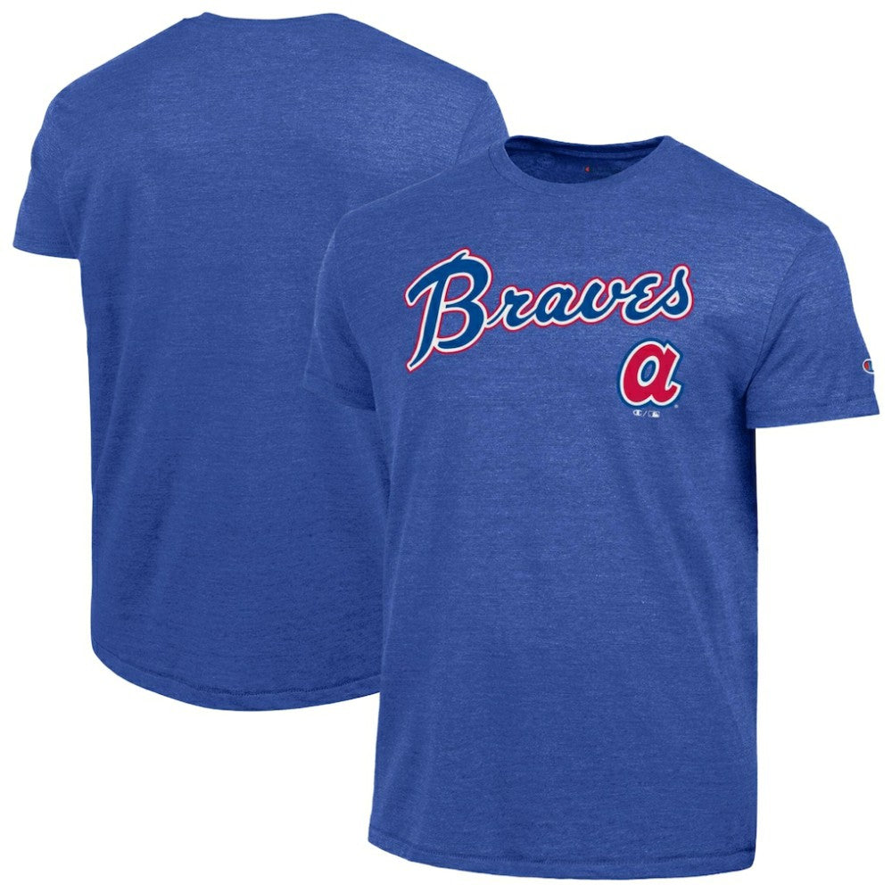 Atlanta Braves Champion Cooperstown Wordmark Lockup Tri-Blend T-Shirt Discount