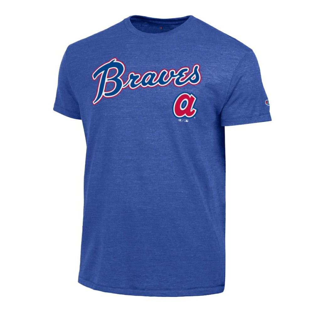 Atlanta Braves Champion Cooperstown Wordmark Lockup Tri-Blend T-Shirt Discount