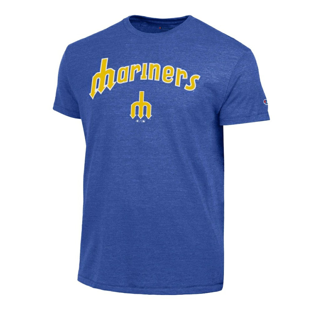 Seattle Mariners Champion Cooperstown Wordmark Lockup Tri-Blend T-Shirt Online