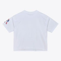 New England Patriots Women's Head Coach Cropped T-Shirt - White - Mitchell & Ness