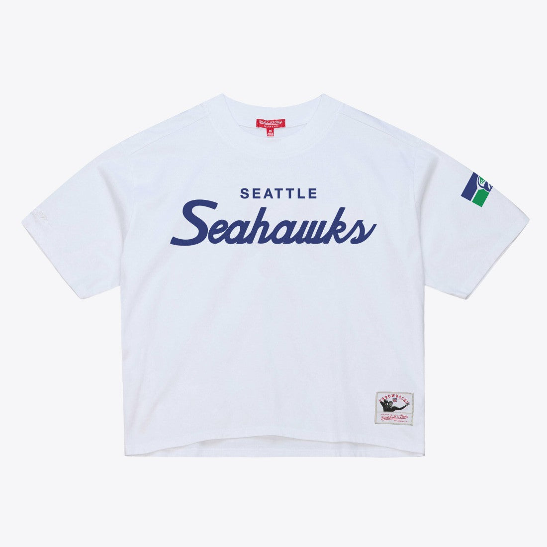 Seattle Seahawks Women's Head Coach Cropped T-Shirt - White - Mitchell & Ness