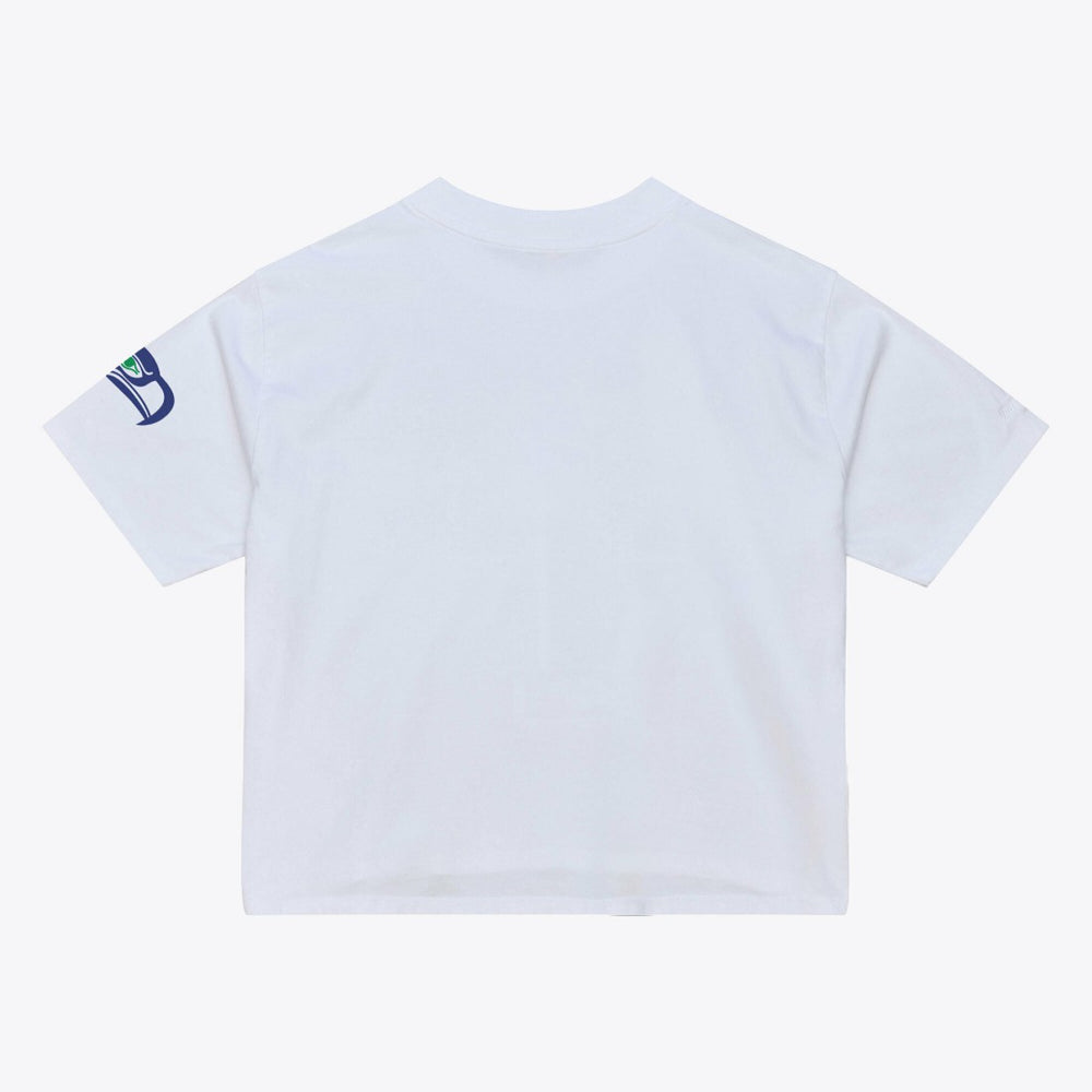 Seattle Seahawks Women's Head Coach Cropped T-Shirt - White - Mitchell & Ness