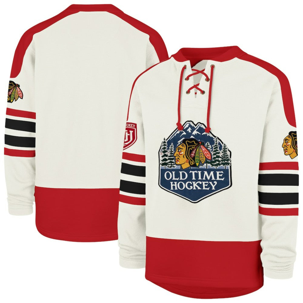 Chicago Blackhawks '47 Pond Hockey Trio Eternal Lacer Sweatshirt - Cream | 47 brand online