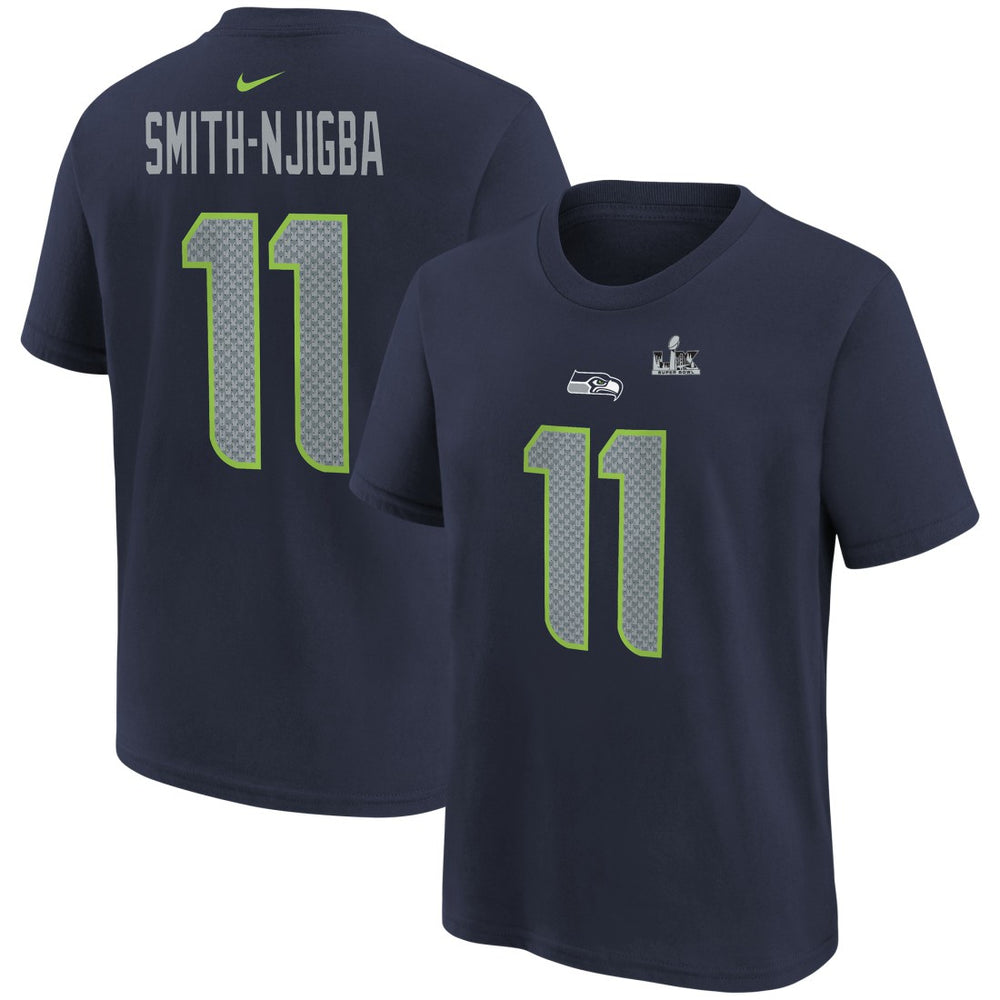 Jaxon Smith-Njigba Seattle Seahawks Youth Super Bowl LX Patch Name & Number T-Shirt - College Navy - Nike