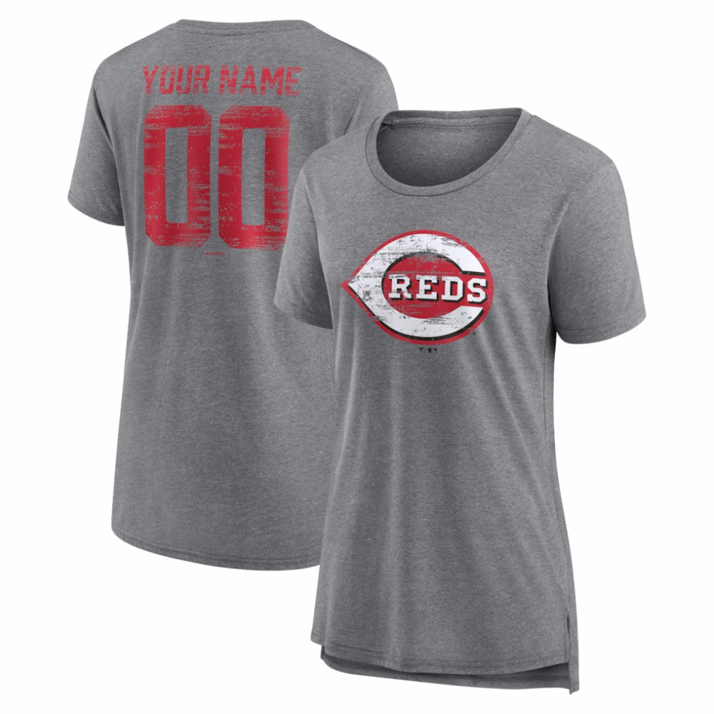 Cincinnati Reds Women's Heritage Personalized Any Name & Number Tri-Blend T-Shirt Discount