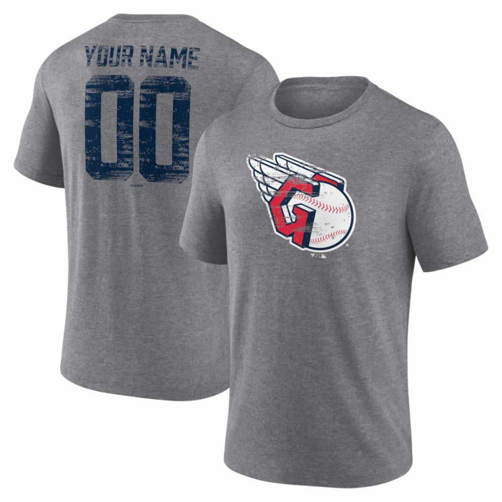 Cleveland Guardians Heritage Personalized Any Name & Number Tri-Blend T-Shirt for sale