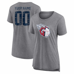 Cleveland Guardians Women's Heritage Personalized Any Name & Number Tri-Blend T-Shirt Discount