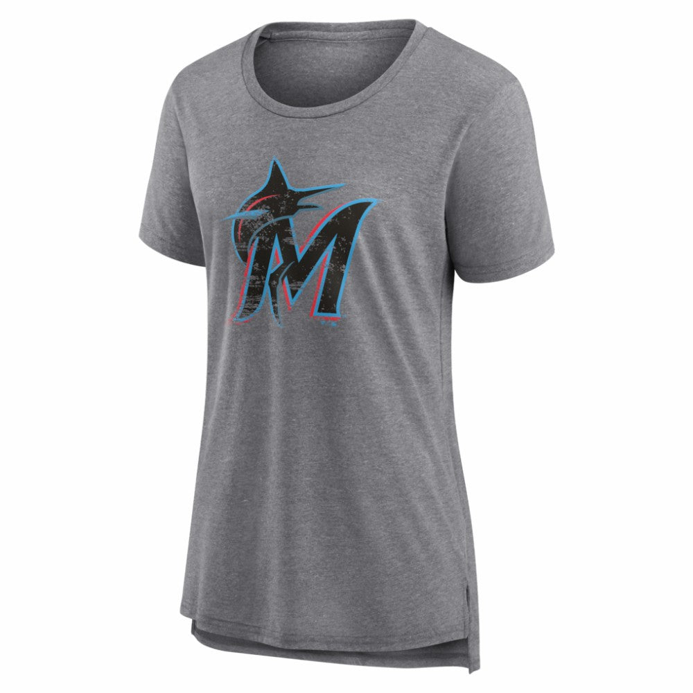 Miami Marlins Women's Heritage Personalized Any Name & Number Tri-Blend T-Shirt Sale