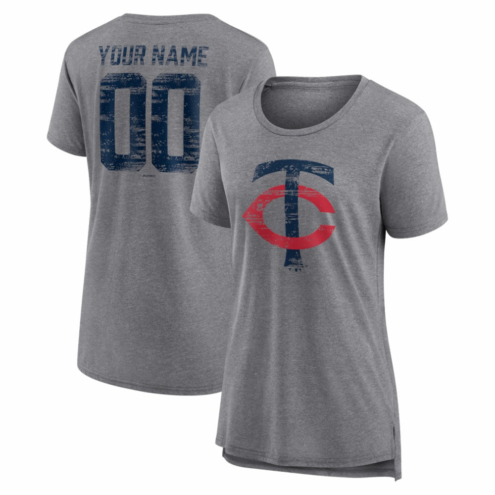 Minnesota Twins Women's Heritage Personalized Any Name & Number Tri-Blend T-Shirt for sale