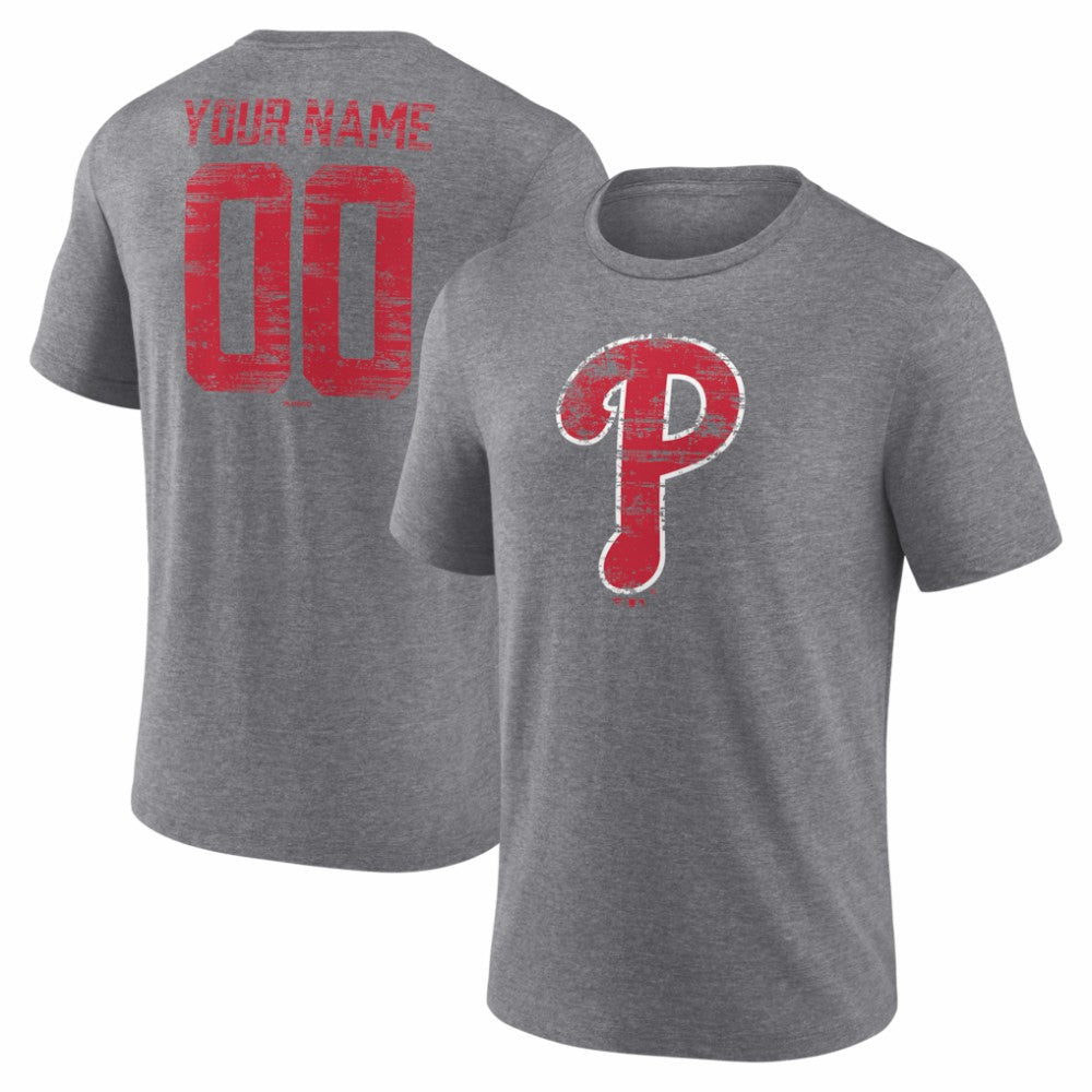 Philadelphia Phillies Heritage Personalized Any Name & Number Tri-Blend T-Shirt for sale