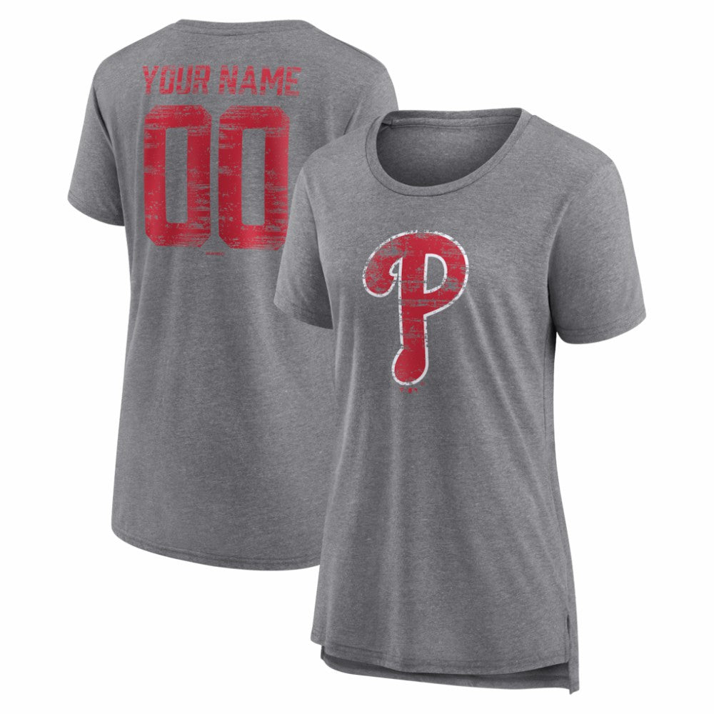 Philadelphia Phillies Women's Heritage Personalized Any Name & Number Tri-Blend T-Shirt Near Me
