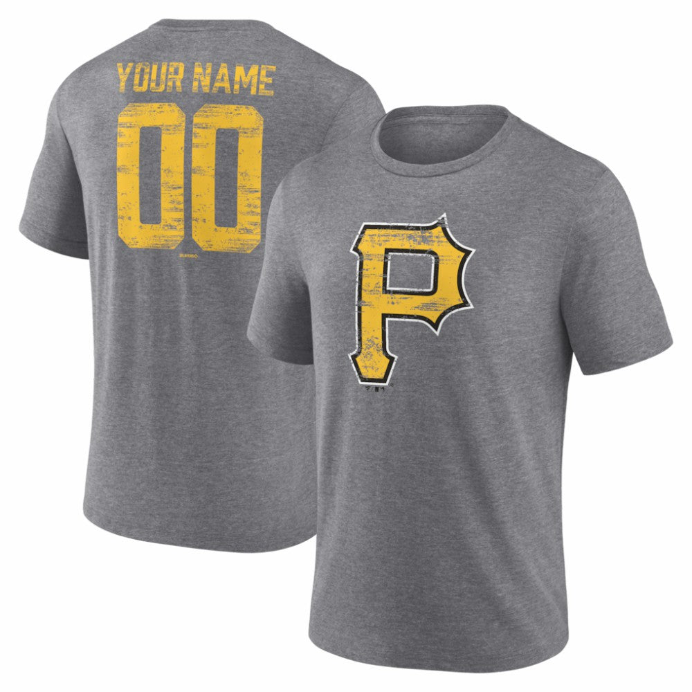 Pittsburgh Pirates Heritage Personalized Any Name & Number Tri-Blend T-Shirt Sale
