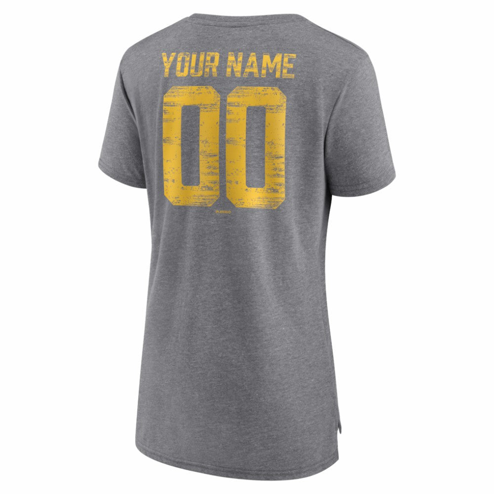 San Diego Padres Women's Heritage Personalized Any Name & Number Tri-Blend T-Shirt Outlet