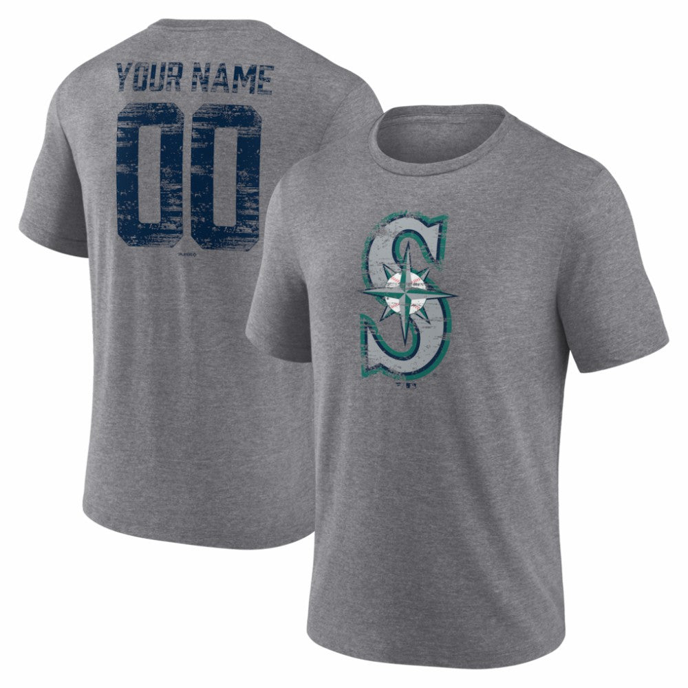 Seattle Mariners Heritage Personalized Any Name & Number Tri-Blend T-Shirt Near Me