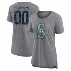 Seattle Mariners Women's Heritage Personalized Any Name & Number Tri-Blend T-Shirt for sale