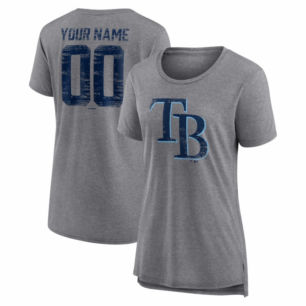 Tampa Bay Rays Women's Heritage Personalized Any Name & Number Tri-Blend T-Shirt Sale