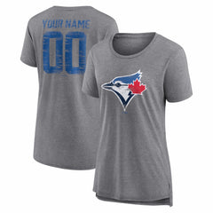 Toronto Blue Jays Women's Heritage Personalized Any Name & Number Tri-Blend T-Shirt Near Me