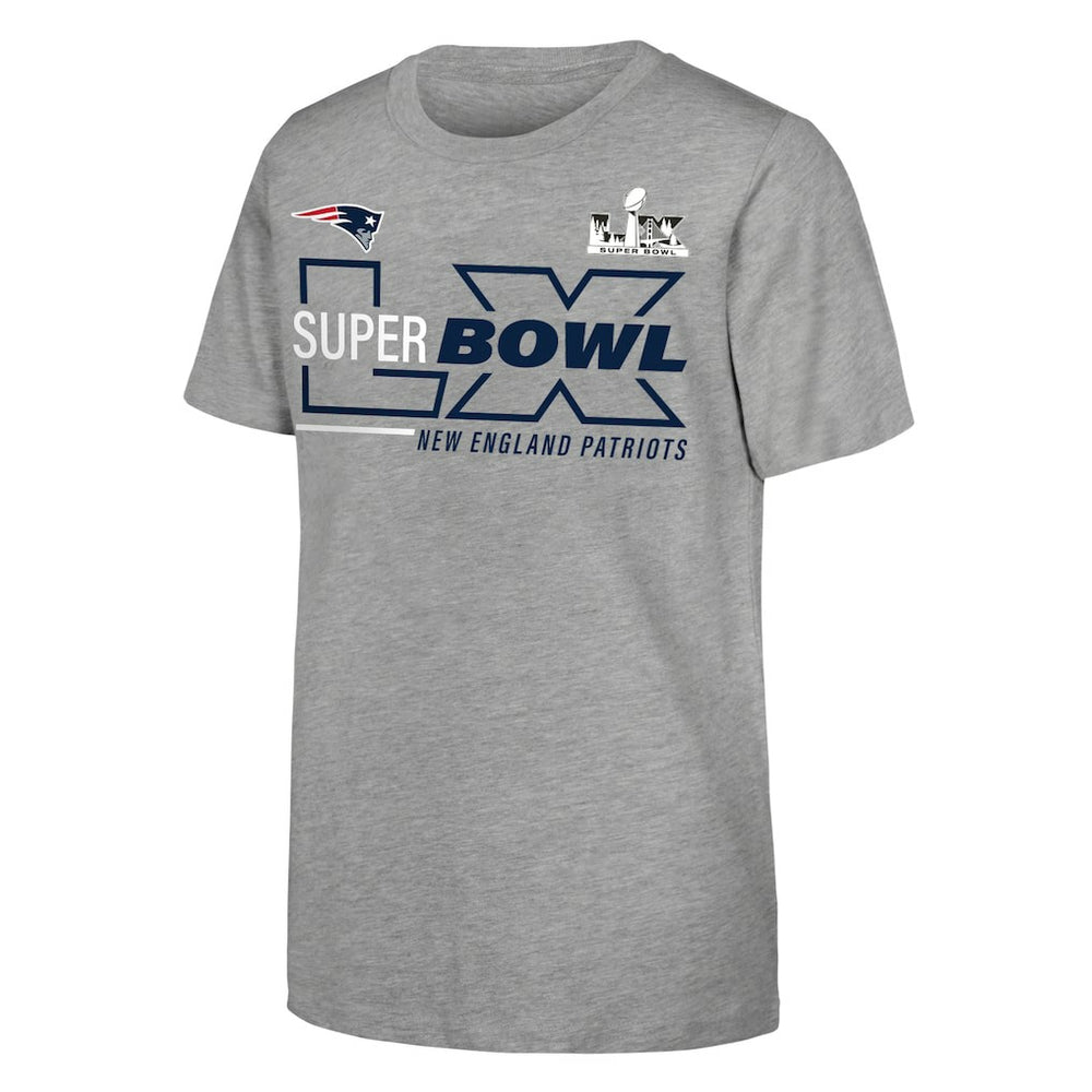 New England Patriots Youth Super Bowl LX Roster T-Shirt - Heather Gray - Fanatics