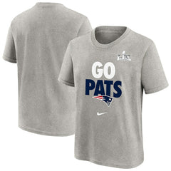 New England Patriots Youth Super Bowl LX Fast As Fast Gets Hometown Slogan T-Shirt - Gray - Nike