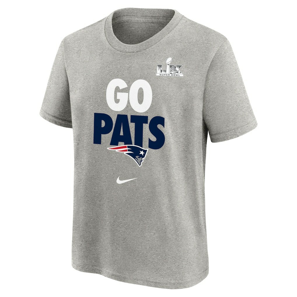 New England Patriots Youth Super Bowl LX Fast As Fast Gets Hometown Slogan T-Shirt - Gray - Nike