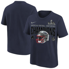 New England Patriots Youth 2025 AFC Champions Glory Shield Helmet T-Shirt - Navy - Nike
