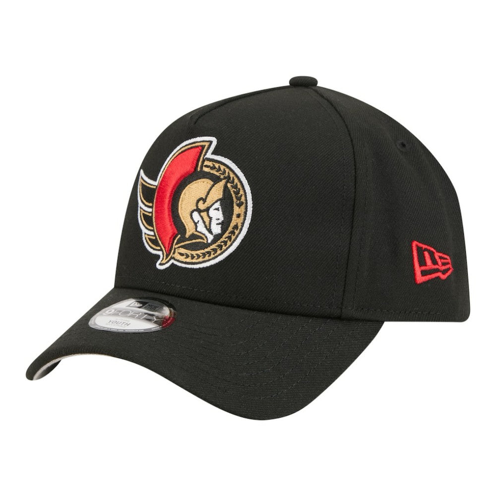 Ottawa Senators New Era Youth 9FORTY A-Frame Adjustable Hat - Black | New Era Clearance