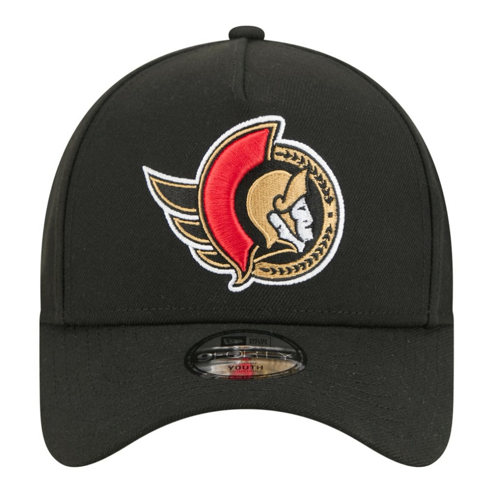Ottawa Senators New Era Youth 9FORTY A-Frame Adjustable Hat - Black | New Era Clearance