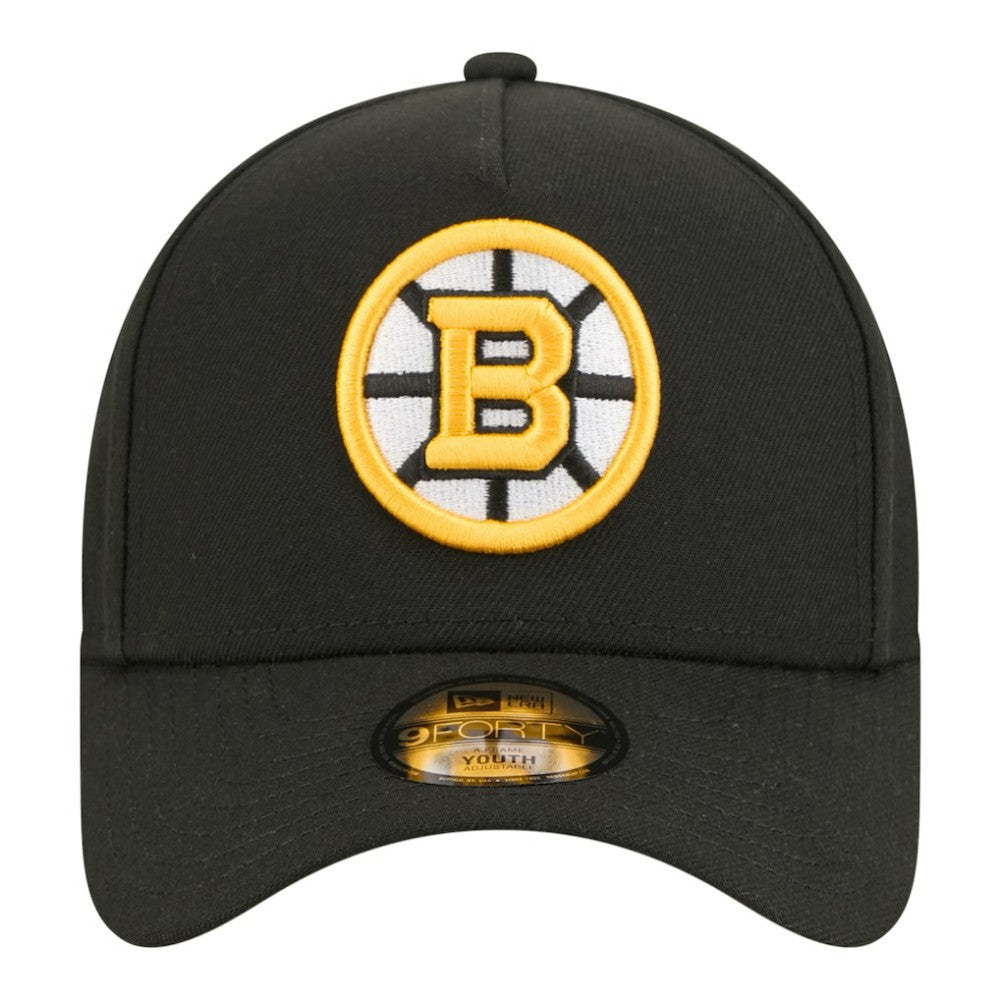 Boston Bruins New Era Youth 9FORTY A-Frame Adjustable Hat - Black | New Era Lifestyle