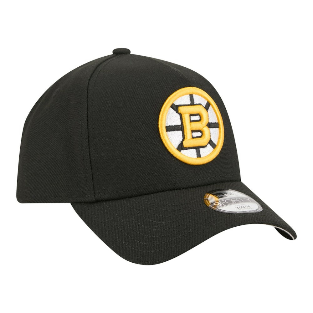 Boston Bruins New Era Youth 9FORTY A-Frame Adjustable Hat - Black | New Era Lifestyle